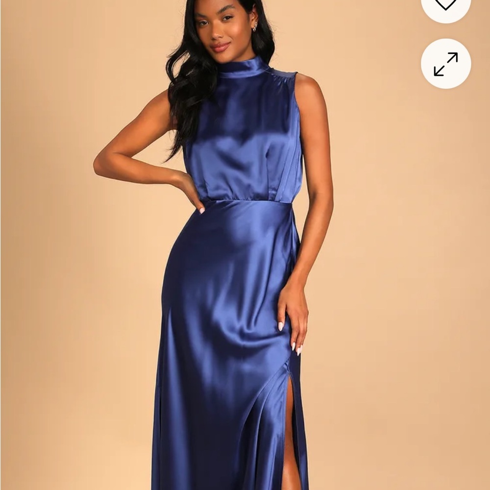 Elegant Blue Satin Dress